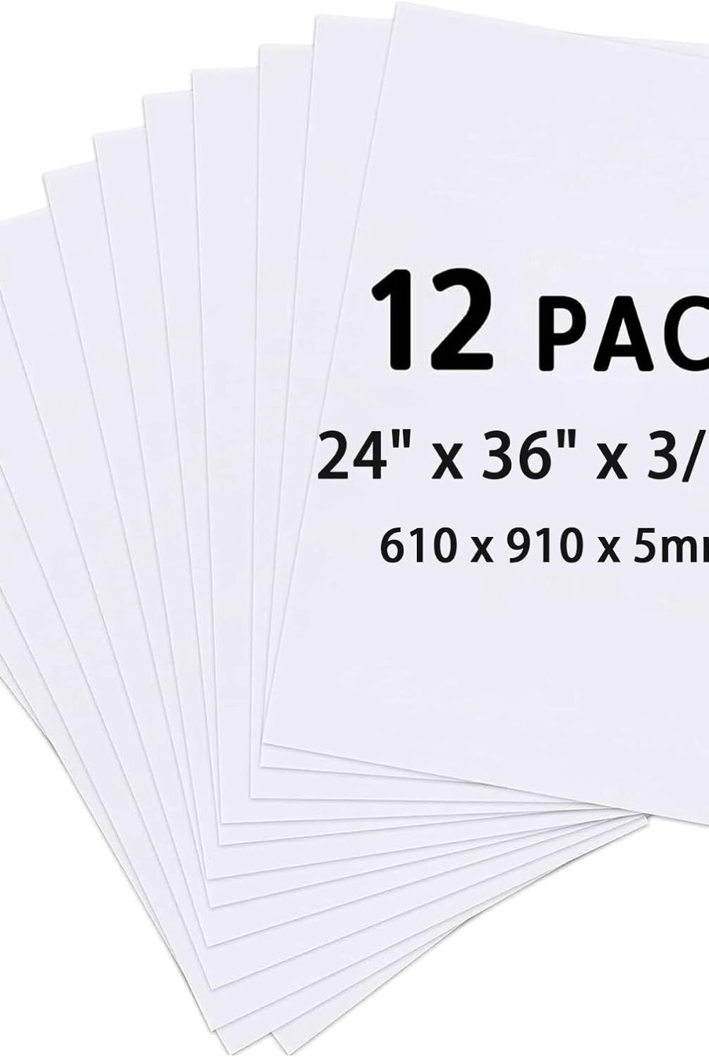 Foam Board 24" x 36", 12 Pack White Foam Poster Board, 3/16" Thick Foam Sheet with Double-Sided PVC Surface for Crafts, School Projects, Backing & Packaging